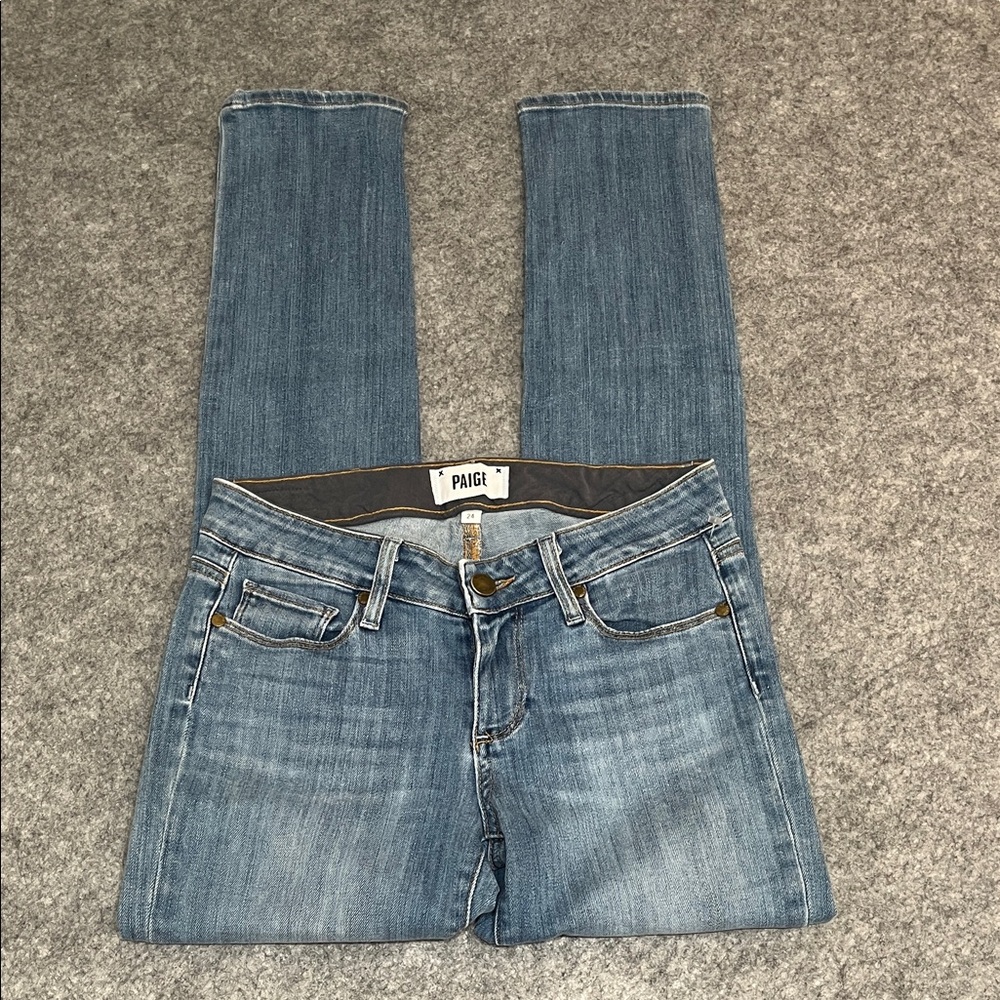PAIGE Women's Skyline Ankle Peg Light Blue Straight Leg Jeans